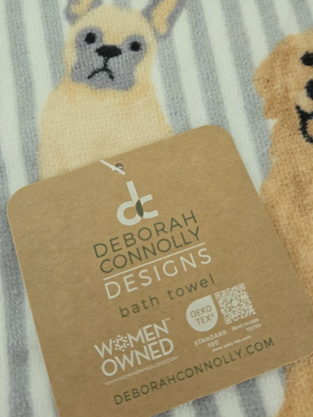 DOG PRINT Bath Towels & Hand Towel Set Deborah Connolly New With Tags Dogs